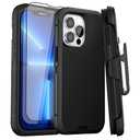 GYJ Case for iPhone 13 Pro Case 6.1" Belt-Clip Holster Kickstand with 2 Screen Protector, Full Body Heavy Duty Military Grade Drop Protection Cover (Black+Clip)