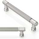 10 Pack Brushed Satin Nickel Knurled Cabinet Pulls 5 Inch(128mm) Kitchen Cabinet Handles Cabinet Hardware Drawer Pulls (5" Hole Center)