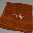 Artoid Mode 1 Pc Caramel Family Embroidered Hand Towels for Bathroom, 100% Cotton Soft Absorbent Farmhouse Decor Towels, 13.7 x 29.5 Inch
