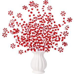 36 Pcs Candy Cane Christmas Decorations, Red and White Christmas Tree Picks, Candy Cane Ornaments for Christmas tree Topper Home Vase Decor Wreath DIY Craft