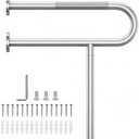 Toilet Grab Bar with Leg, Floor Mounted Knurled Safety Rail, Heavy Duty Brushed Nickel Stainless Steel Support Handle, Bathroom Stand Assist, Non-Slip Mobility Aid for Elderly, Disabled, 31 Inch