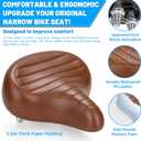 CDYWD Wide Bike Seat for Men Women Comfort, Large Soft Padded Bicycle Seat Cushion, Oversized Comfortable Replacement Saddle for Beach Cruiser, City Bike, MTB, Ebike, Scooter, Stationary Exercise Bike
