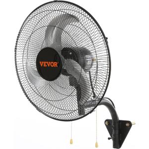 VEVOR 18 inch Wall Mount Fan Oscillating, 3-speed High Velocity Max. 4000 CFM Industrial Wall Fan for Indoor, Commercial, Residential, Warehouse, Greenhouse, Workshop, Basement, Black, ETL Listed