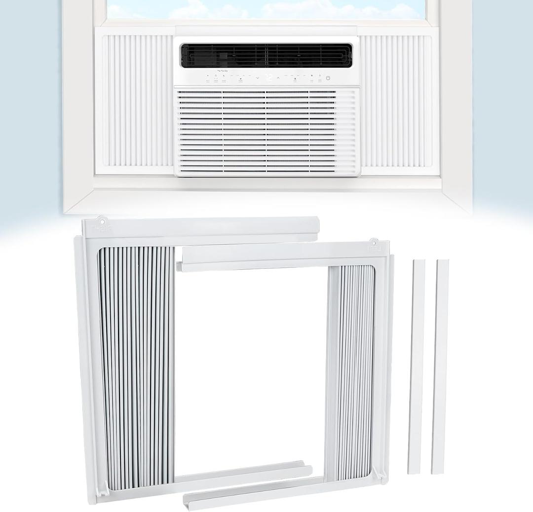 Air Jade Window Air Conditioner Side Panels, AC Side Panels with Frame for Most 5,000 Btu Window Units, Room Air Conditioner Accordion Filler Curtain Replacement Kit