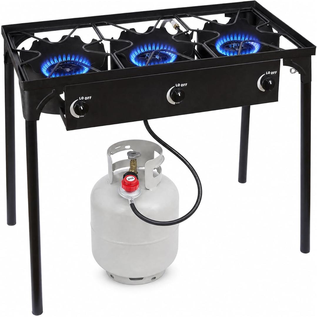 3 Burner Propane Stove, 225,000 BTU Outdoor Cooker