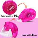Double Sided Tape Roller, 0.3Inch x 33Ft Adhesive Tape Scrapbooking Supplies, Permanent Adhesive Tape Dispenser Runner Glue Roller, Transparent Tape for Gift DIY Crafts Art Project - 6 Packs, Rose Red