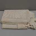 Embroidered Table Runner Boho Farmhouse Dresser Scarf Macrame Rustic Lace Doily with Tassel for Kitchen Indoor Outdoor Fireplace (Beige, 14 x 75 Inches)