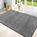 PURRUGS Dirt Trapping Door Mat 34" x 59", Non-Slip Machine Washable Entryway Rug, Dog Doormat, Indoor Front Door Mat, Super Absorbent Entry Rug for Muddy Shoes & Paws, Light Grey-Dark Grey