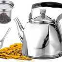 Stainless Steel Teapot with Infuser, Teapot for Loose Leaf Tea 68oz, Teapot for Stovetop, Mirror Finished, Dishwasher Safe (2000ml)