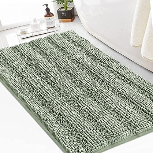 Turquoize Chenille Bath Rug - Non Slip, Shaggy, Extra Soft & Absorbent, 24"x 36", Sage