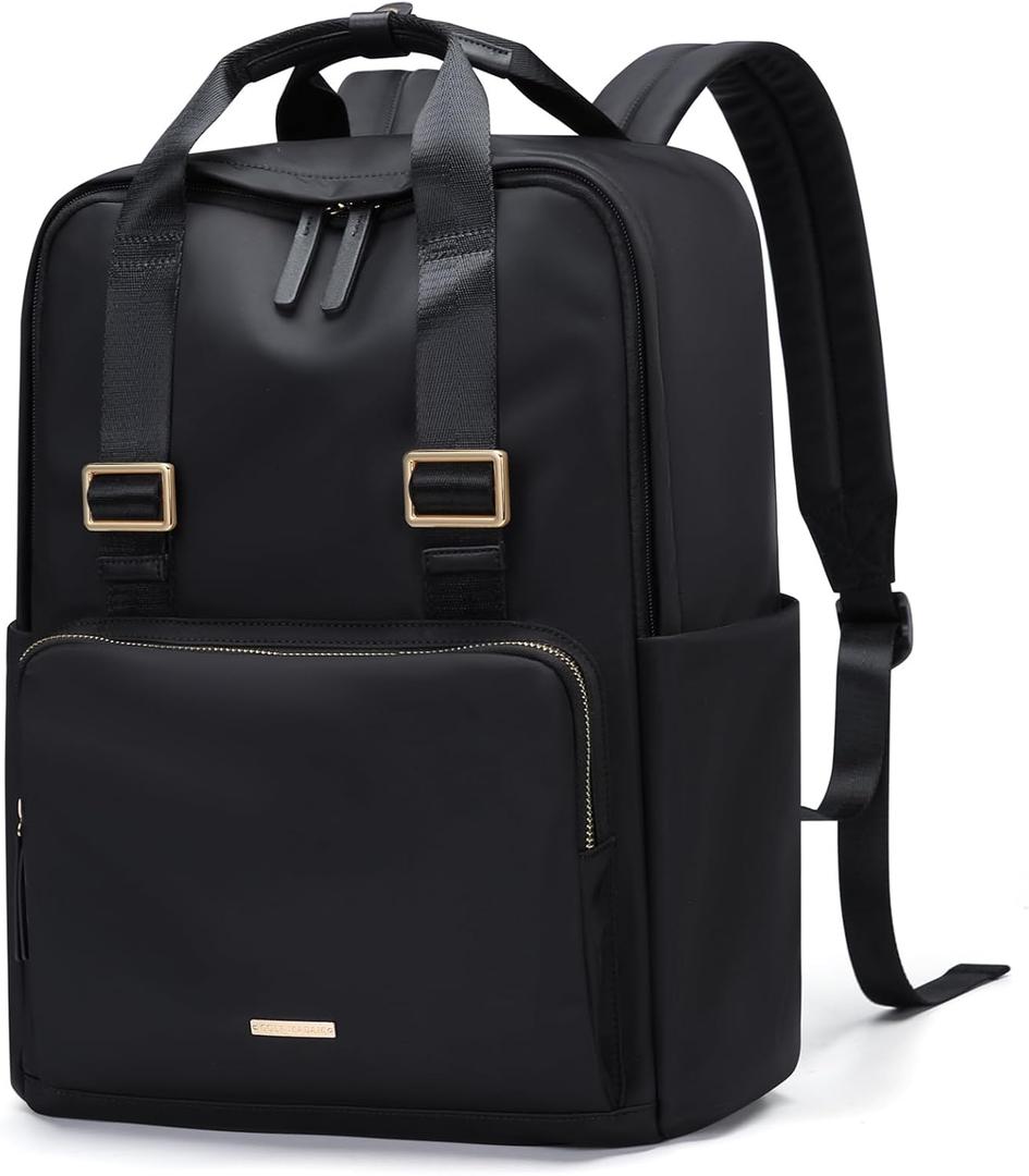 GOLF SUPAGS Laptop Backpack for Women Fits 15.6 Inch Notebook Computer Bag Purse Casual Daypack Travel Work Backpacks (Black)