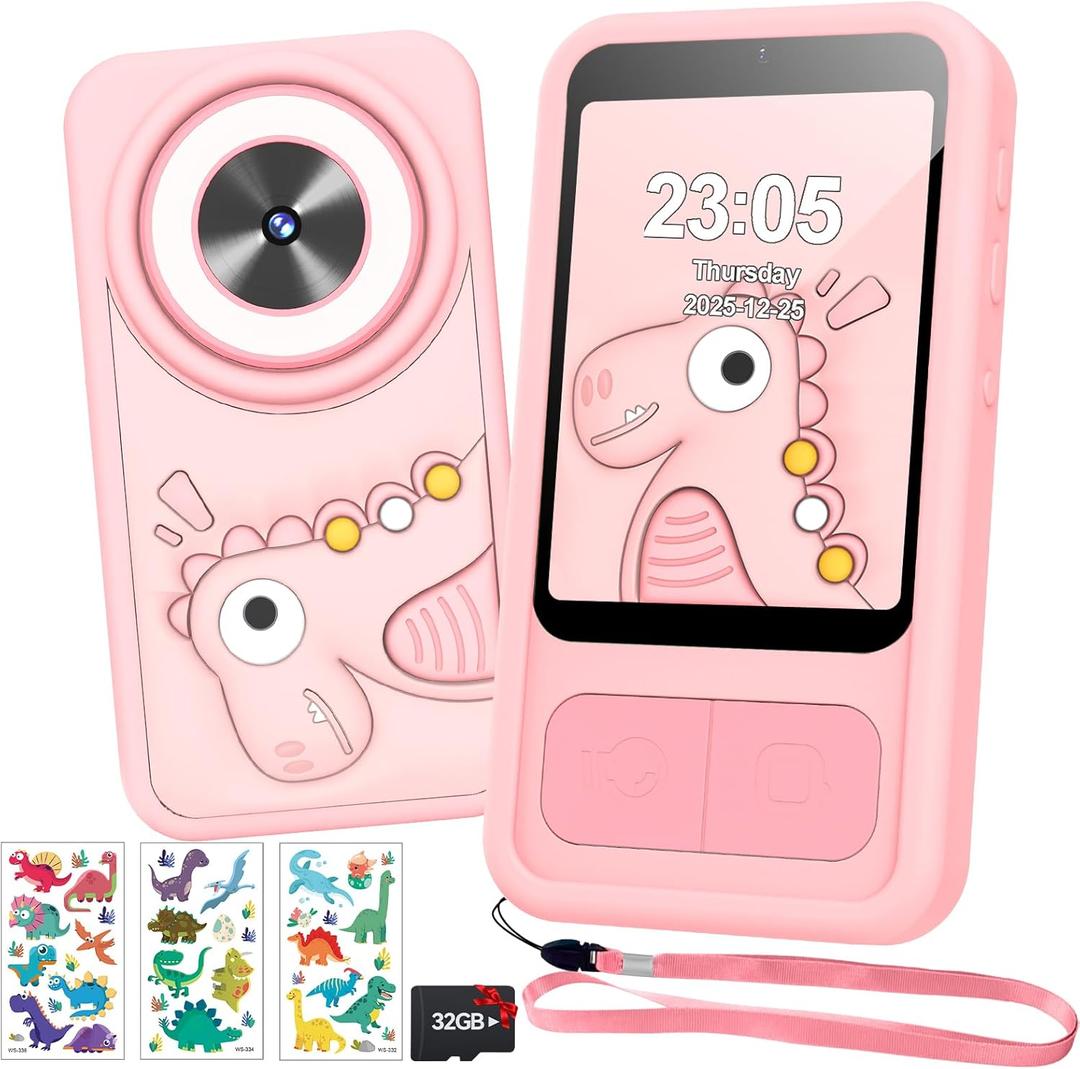 Kids Phone, Dinosaur Kids Smart Phone Toys for 3, 4, 5, 6, 7, 8 +Year Old Girls Gifts, 2.8 Touchscreen Child Learning Play Cell Phone with Dual Camera, Games & Music, Christmas Birthday Gifts (Pink)