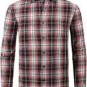 Alex Vando Mens Button Down Shirts Flannel Shirt Long Sleeve (Large, Rhinestone Wine/Black)