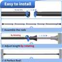 YNL Matte Black Shower Curtain Rod 36-84 Inch(3-7ft), No Slip No Drill Stainless Steel Spring Tension Curtain Rod, No Rust Shower Rod Adjustable For Bathroom Window Bedroom