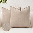 Kevin Textile Waterproof Decorative Pillow Covers Khaki 22x22 Inch Pack of 2 Soft Boucle Textured Euro Pillowcases Elegant Accent Pillows for Couch Sofa Chair Bed Home Decor Indoor Outdoor