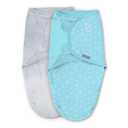 SwaddleMe by Ingenuity Original Swaddle, Size Small/Medium, For Ages 0-3 Months, 7-14 Pounds, Up to 26 Inches Long, 2-Pack Baby Swaddle Blanket Wrap (Blue Stars)