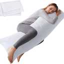 ELNIDO QUEEN Body Pillow with Pillowcase - Soft Long Bed Pillow for Adults - Breathable Full Body Pillow Insert for Sleeping, 20x54inches - White