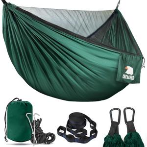 Covacure Camping Hammock - Lightweight Double Hammock, Hold Up to 772lbs, Portable Hammocks for Indoor, Outdoor, Hiking, Camping, Backpacking, Travel, Backyard, Beach Dark Green