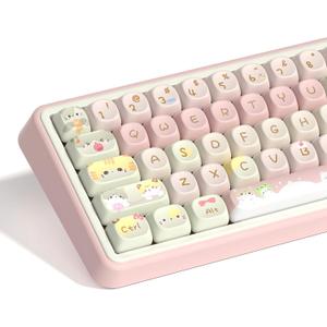 dagaladoo PBT keycap Set,MOA Profile keycaps Cute,Pink keycaps 60% 75% 100%,Dye Sublimation Keyboard caps,134 Key Custom Key caps for Gateron MX Switches Mechanical Keyboard