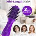 Mini Travel Ceramic Blow Dryer Brush for Short to Medium Hair, 2 Inch Oval Styling Hot Air Brush with 3 Heat Settings, Lightweight Volumizing & Smoothing Tool, 120V, Purple