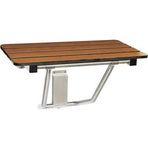 Seachrome 32-inch x 15-inch in ADA Folding Wall Mount Bathroom Shower Seat Bench, Teak Phenolic Seat