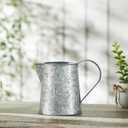 VHC Brands Spring in Bloom Galvanized Metal Vintage Garden Bird Decorative Pitcher 6.75x8.75, Spring Decor, Home Container Decorations, Spring and Easter Decoration