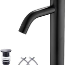 GGStudy Matte Black Bathroom Faucet Single-Handle 1 Hole Black Bathroom Vessel Sink Faucet Matching Pop Up Drain