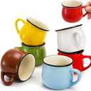 5 Oz 6 Pcs Cute Coffee Mugs, Mini Ceramic Espresso Cups, Small Demitasse Mugs with Handle for Home Kitchen Coffee Bar, Ideal Birthday Holiday Gift for Microwave & Dishwasher Safe