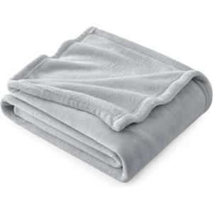 Bedsure Fleece Throw Blanket - Light Grey Lightweight Blankets for Sofa, Couch, Bed, Camping, Travel - Super Soft Cozy Microfiber Throws, 50x60 inches