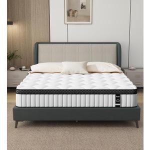 REALONE Queen Mattress,12 Inch Hybrid White Mattresses,Gel Memory Foam Spring Mattress in a Box,Medium Firm Pressure Relief