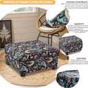 Ottoman Cover Square Slipcovers Printed,Stretch Footrest Stool Cover for Ottoman Square,Soft Foot Stool Cover Protector with Nonslip Elastic Bottom (Medium,Flower F)