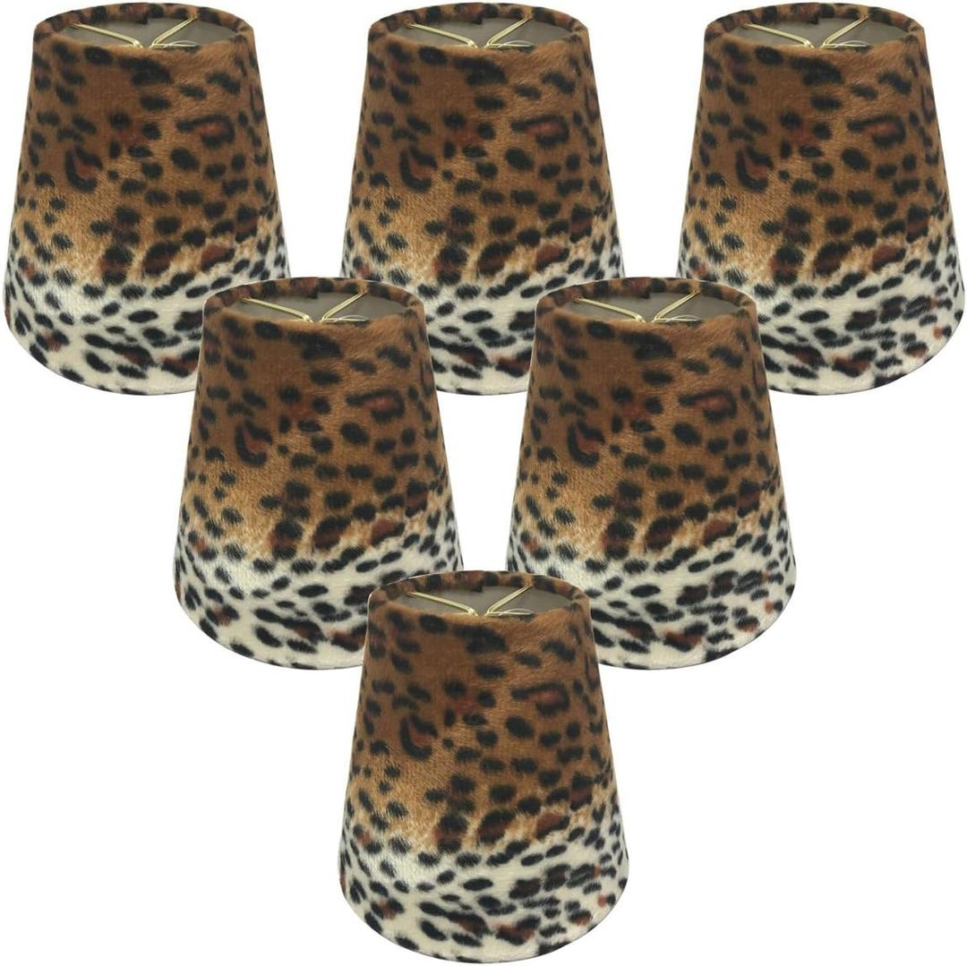 Royal Designs, Inc. Hardback Chandelier Shade CS-958-5-6, Leopard Style 2 Design, 3 x 5 x 4.5, (Pack of 6)