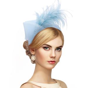 Zinniday Blue Fascinators Headband for Women, Elegant 2026 Feather High Tea Party Hats, Vintage 1920s 50s Mesh Victoria Kentucky Fascinator for Derby Party Prom Cocktail Church Carnival Halloween