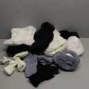 12 Pcs Womens Winter Set Beanie Hat Neck Warmer Touchscreen Gloves Earmuffs, Warm & Comfort Cold Weather Gifts for Women (Black, white, gray)