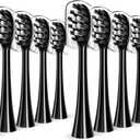 Replacement Toothbrush Heads Compatible with Gleem Electric Toothbrush, W Shape Design Planted with Nylon Bristle Black 10 Pack (Black) (Black)