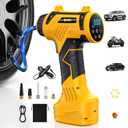 Tire Inflator Portable Air Compressor Built-in Battery - Corded/Cordless Tire Inflator - 9600 mAh & 12V DC, 2X Faster Inflation Handheld Air Compressor, 160PSI Air Pump for Car, SUV, Motorcycle, Ball (Yellow Black)