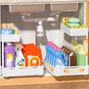 YJHome 2 Pack Expandable Under Sink Organizer, 2 Tier Pull Out Cabinet Organizer with Smooth Ball Bearing Slides, Adjustable Height Cabinet Storage Shelves for Kitchen, Bathroom, Laundry, Pantry