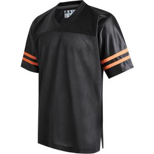 DEHANER Plain Black Football Jersey for Men Unisex 90s 00s 10s Hip Hop Hipster Shirts Training Vintage Tops Gym Streetwear Orange Stripe-Black Jersey, Men Size X-Large