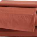 Eddie Bauer - Full Sheet Set, Washed Percale Bedding Set with Deep Pockets, Super Soft, 100% Luxury Cotton with Smooth Percale Weave (Percale Orange, Full)