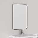 Black Metal Framed Bathroom Mirror for Wall, 16 x 24 Inch Rounded Rectangle Matte Black Bathroom Vanity Mirror Farmhouse, 1/4-inch Shatterproof Glass | Ultra-Flush Hanging