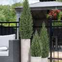 Briful 4FT Artificial Cedar Topiary Trees for Outdoor Set of 2, UV Resistant Faux Cedar Plants in Pot for Front Door Porch Entryway, Indoor Outdoor Decorative Greenery, Fake Shrubs for Home Patio
