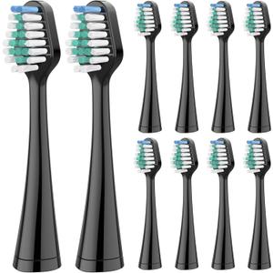 Replacement Toothbrush Heads for Waterpik Complete Care 5.0/9.0, and Compatible with AquaSonic Duo and Home Dental Center Electric Toothbruh, 10 Count(Pack of 1), Black