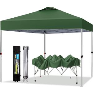 PHI VILLA Outdoor Pop up Canopy 10'x10' Tent Camping Sun Shelter-Series Party Tent, 100 Sq. Ft of Shade (Green)
