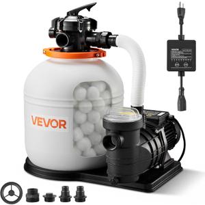 VEVOR FlashPure Sand Filter Pump, 16 in for Above Ground Pool, 1 HP 4400 GPH, Swimming Pool Filter System with Timer, 6X Faster Filtration with Media Installed, Leak-Resistant, Ready to Use Out of Box