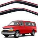in-Channel Rain Guards for 1996-2026 Chevy Express Van/GMC Savana 1500 2500 3500, Window Visor Shields Vent Deflector Shade Wind Dark Smoke for 09-26 Express/Savana 4500, Tape-On, 2PCS