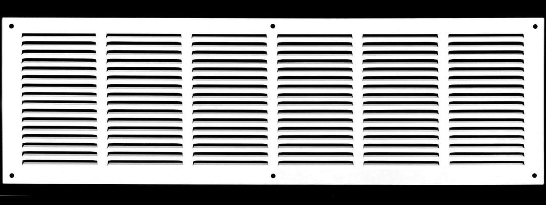 HVAC Premium 32'' x 12'' [Duct Opening] Flat Stamped Steel Return Air Grille - Sidewall and Ceiling - HVAC Vent Duct Cover - White [Outer Dimensions: 33.75''w X 13.75''h]