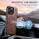 Leather Flip Wallet Case for iPhone 16 Pro Max - 2-in-1, Detachable Magnetic Cover with Built-in Stand, MagSafe Wireless Charging Compatibility, Card Slots, Kickstand, Shockproof Design (Brown)
