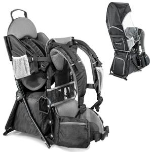 besrey Baby Backpack Carrier, Toddler Hiking Backpack with Safety 3-Height Seat, Adjustable Straps&Waist Belt, Foldable Frame Lightweight Large Capacity Child Carrier for Hiking (Black/Grey)