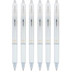 Pilot FriXion Ball Clicker Erasable Gel Ink Retractable Pen, Extra Fine Point, 0.5mm, White Barrel, Black Ink, 6 Count