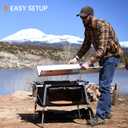 HEYTRIP Folding Camping Table with Storage Bag Roll-Up Aluminum Portable Beach Table Adjustable Height Picnic Table, Grey, 20'' x 35'' x 25''